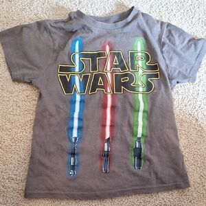 Star Wars Gray Tee with Blue, Red & Green Lightsabers